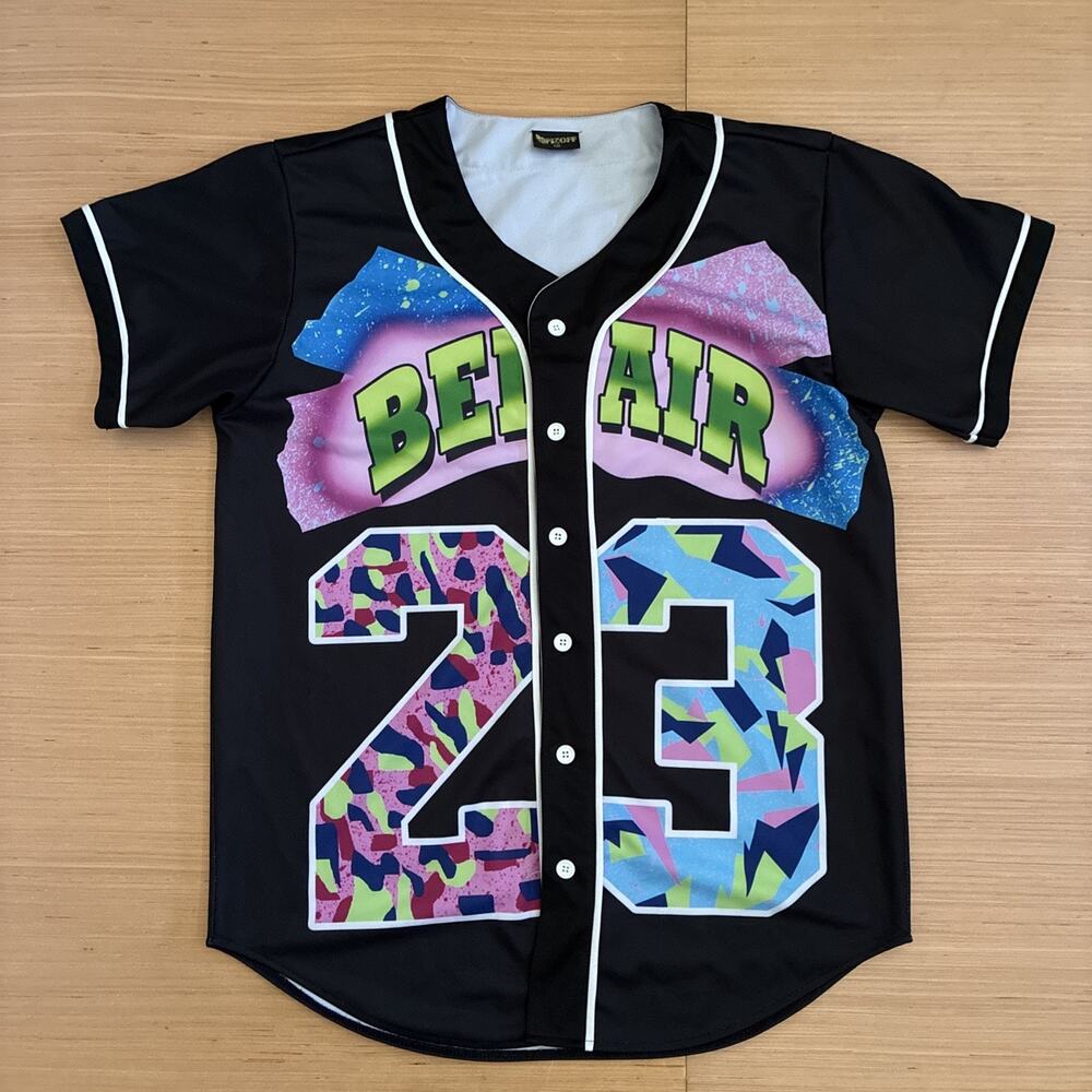 Bel Air Jersey # 23 Men's Size XL Baseball Graffiti Graphics Button Up Shirt